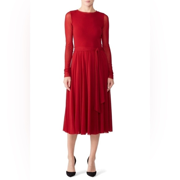 NWT Fuzzy Red Sheer Sleeve Cocktail Dress XS